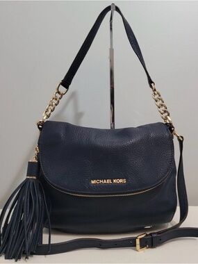 MICHAEL Michael Kors Bedford Navy Leather Crossbody Shoulder Bag with Tassel